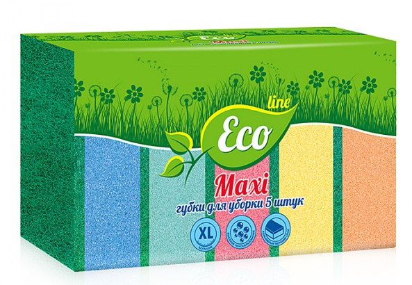 Губка для мытья посуды Русалочка губка для посуды ECO LINE Макси 5шт